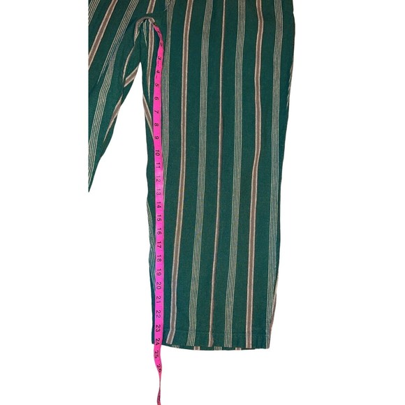 DIP Women's Linen Trouser Pants Size M Capri Pockets Elastic Green Loose Fitting - Picture 9 of 11